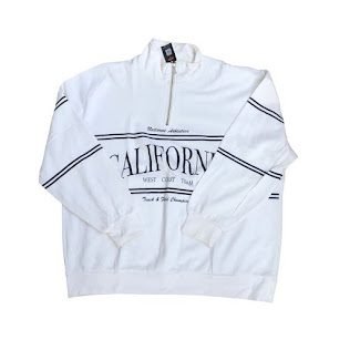 WHITE CALIFORNIA QUARTER ZIP SWEATSHIRT