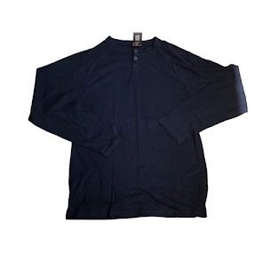 NAVY BLUE BUTTON LONG SLEEVE T-SHIRT