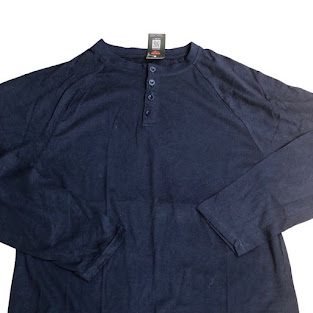 NAVY BLUE BUTTON LONG SLEEVE T-SHIRT