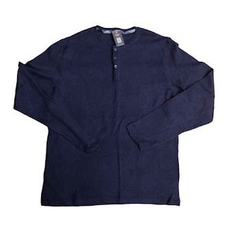 NAVY BLUE BUTTON L LONG SLEEVE T-SHIRT