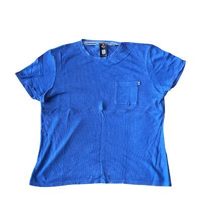 BLUE WOOVEN SHORT SLEEVE T-SHIRT