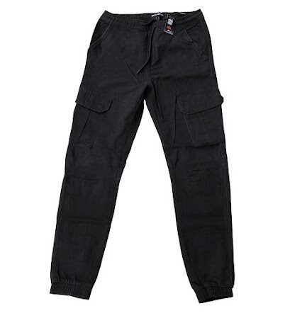 BLACK THREADBARE CARGO PANT