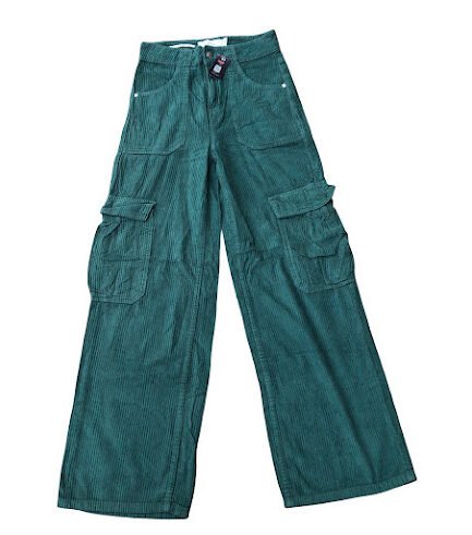 GREEN BERSHKA CORDUROY PANT