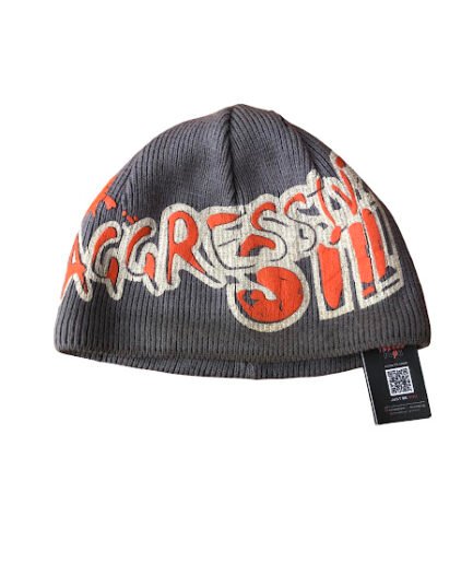 GREY AGGRESSIVE BEANIE